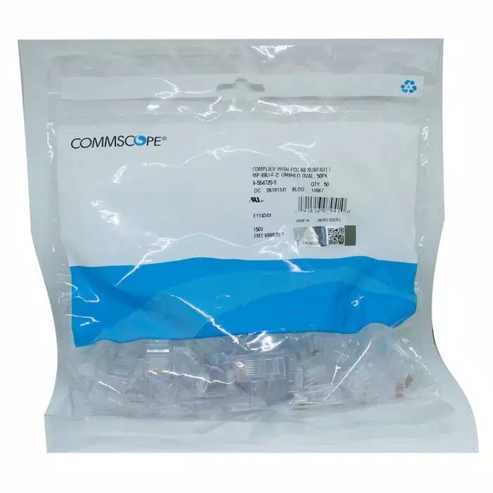 Jual Konektor RJ45 AMP Commscope Cat5e Connector RJ45 Amp Commscope ...