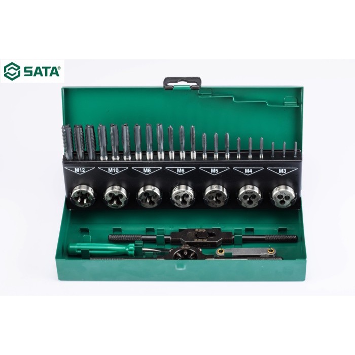 Jual SATA 50452 Mata Bor Tap Senai 32 Pcs Hss Coarse Thread Tap & Die ...