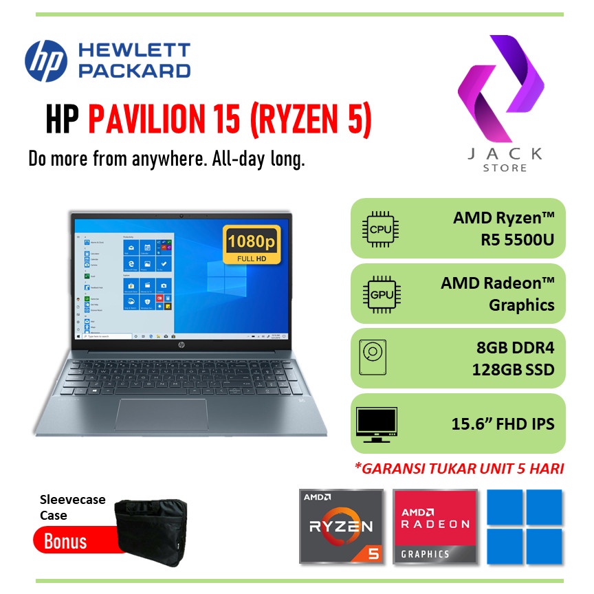 Jual Hp Pavilion 15 Ryzen 5 5500 Ram 8gb 512ssd Vega7 156fhd Ips Shopee Indonesia 5273