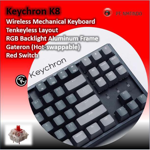 Jual KEYCHRON K8 HOTSWAPPABLE RED SWITCH RGB BACKLIGHT ALUMINUM FRAME
