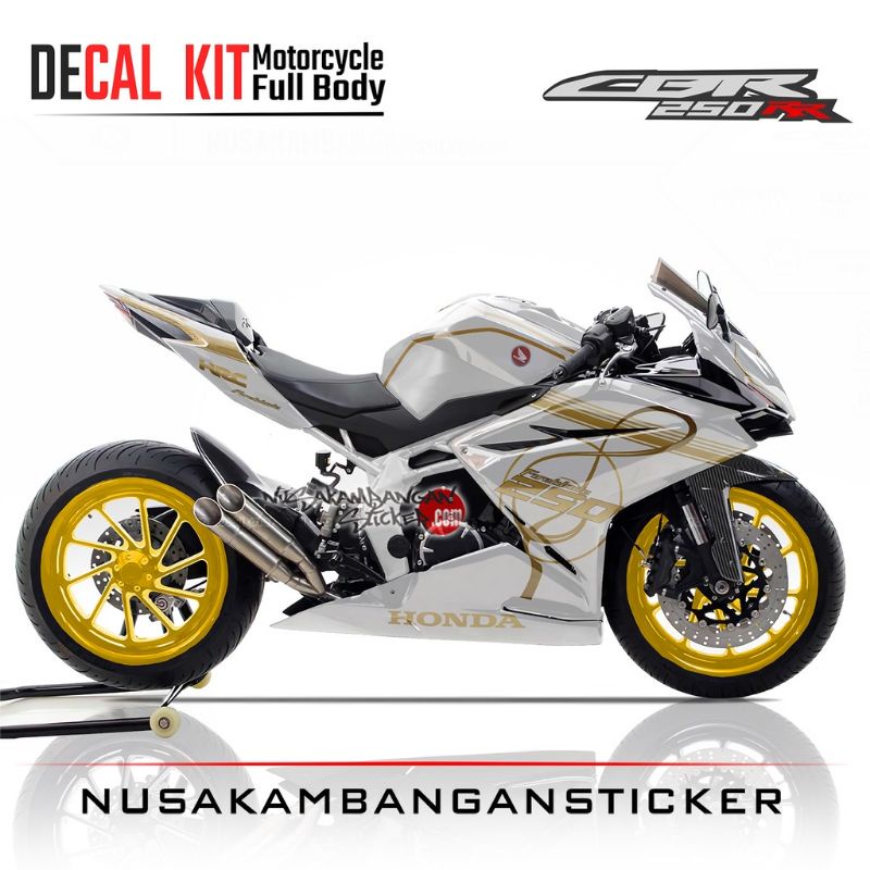 Jual Decal Stiker Motor Honda Cbr Rr Full Body Putih Grafis Gold