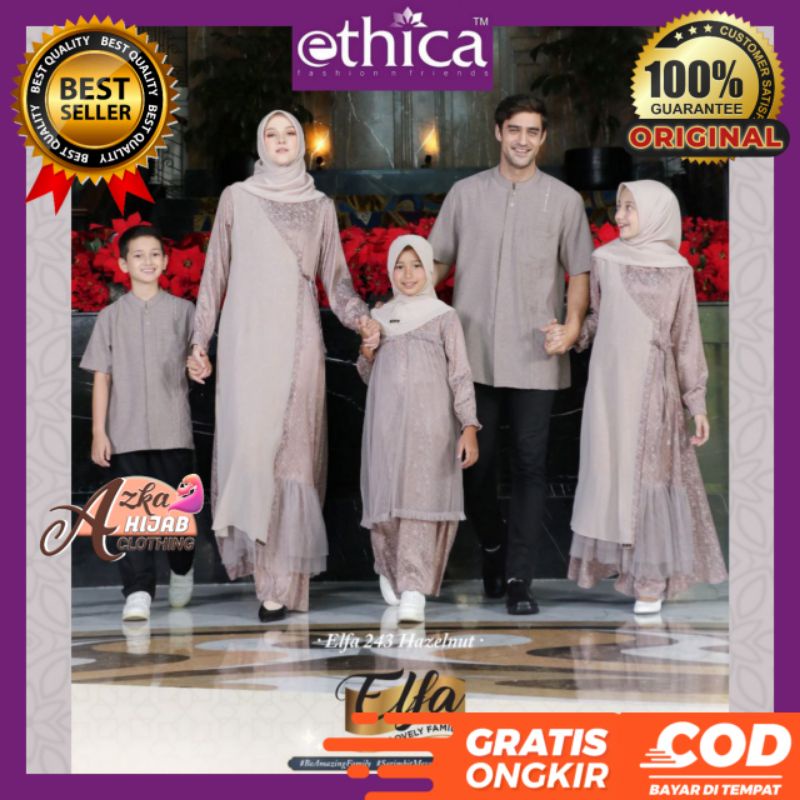 Jual Sarimbit Ethica Elfa Hazelnut Baju Couple Keluarga Baju Muslim Couple Keluarga