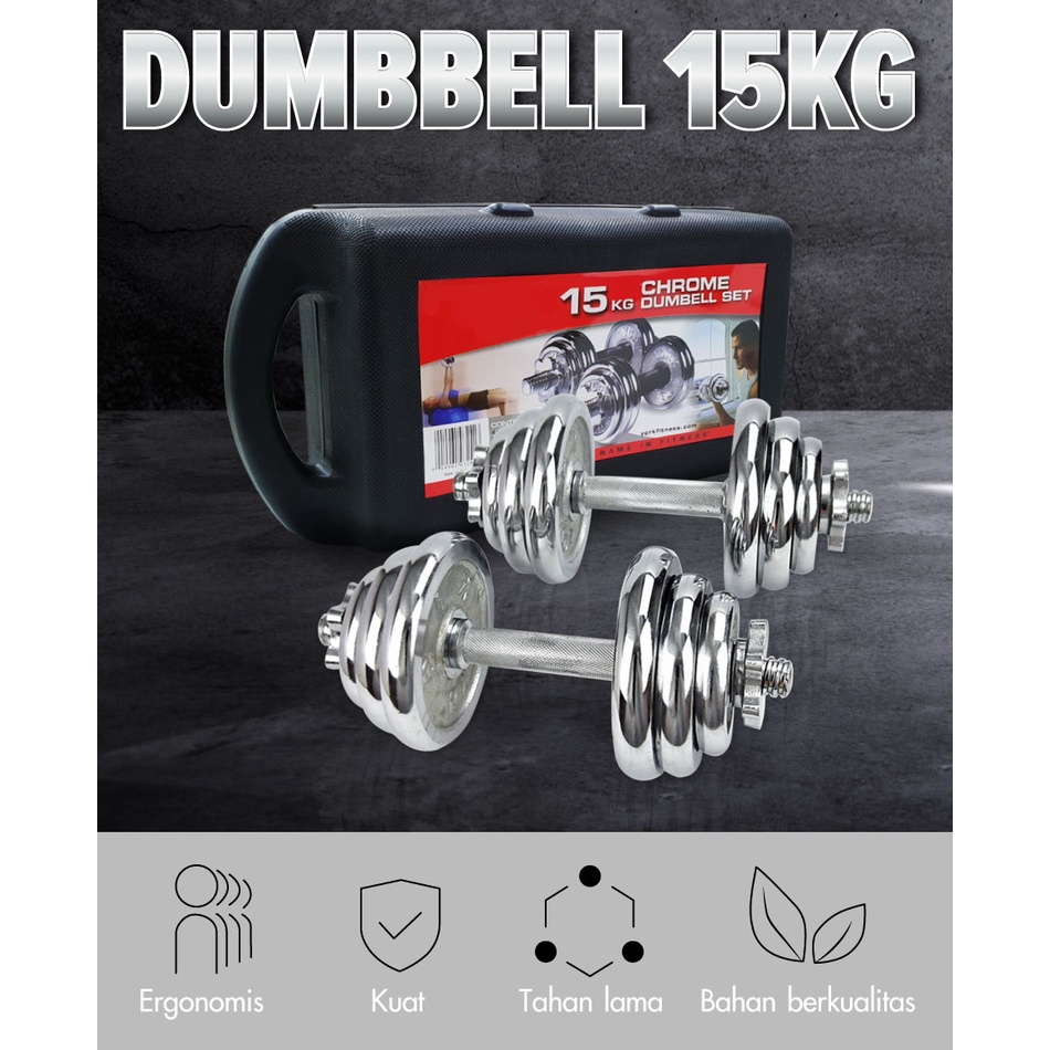 Jual HTD Sport Dumbbell Barbel Set Box 15Kg Full Chrome Alat Olahraga ...