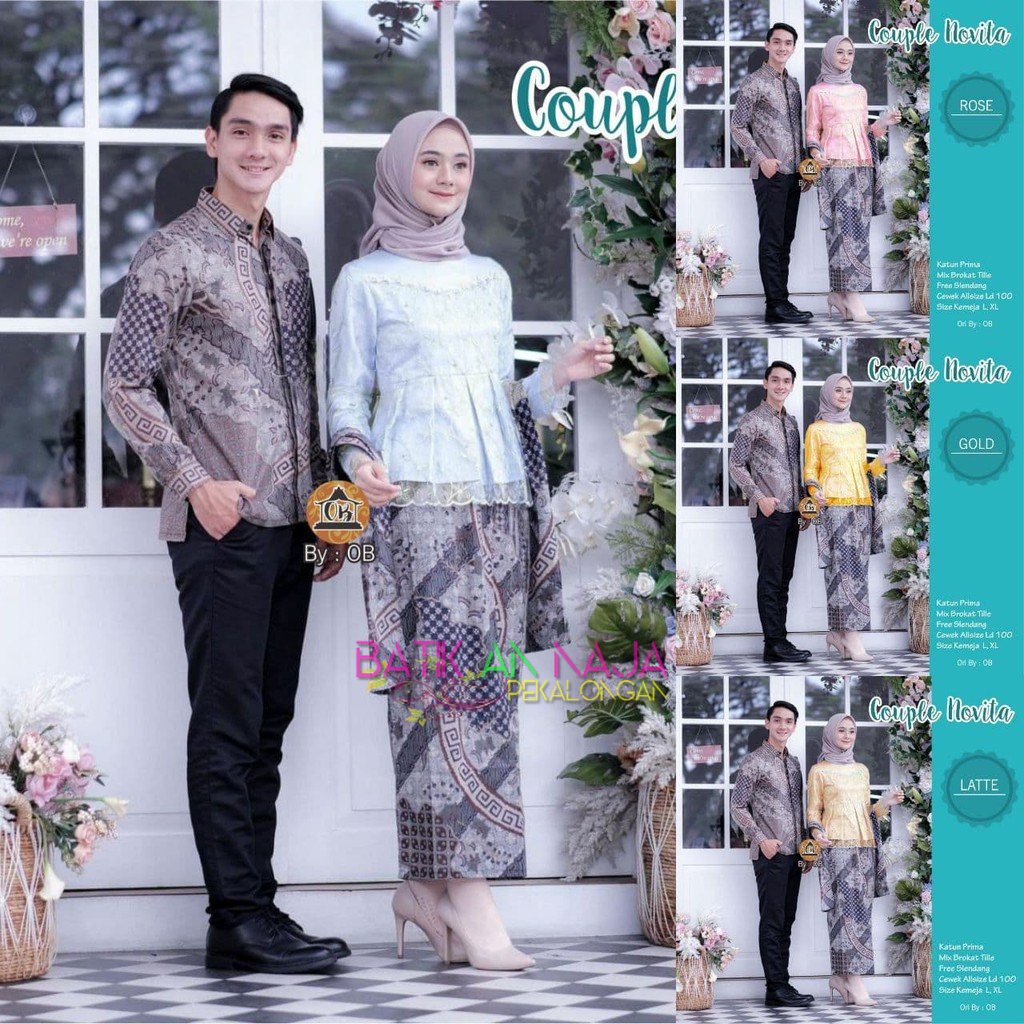 Jual Batik Couple Novita Free selendang | Batik Couple Spesial Tunangan ...