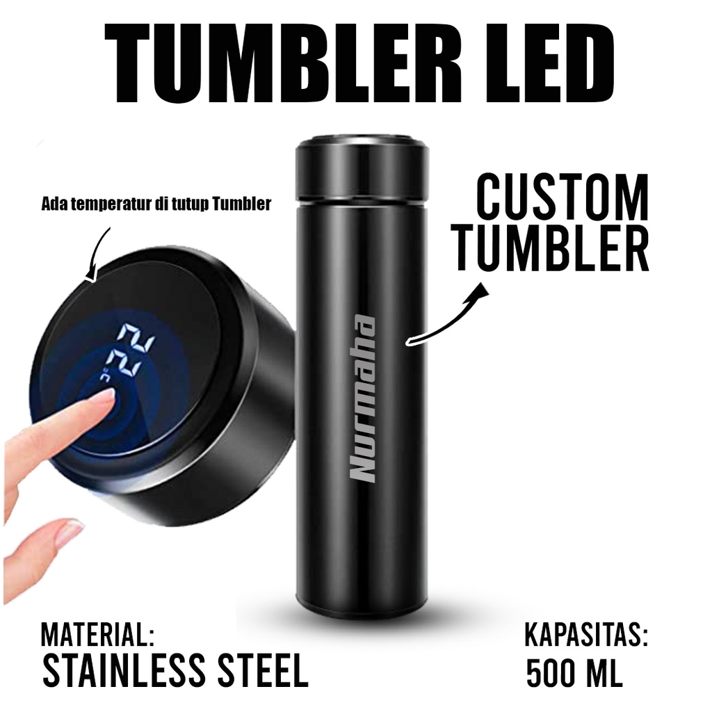 Jual Custom Tumbler Led Temperatur 500mlnamagambartanda Tangann Shopee Indonesia 0667