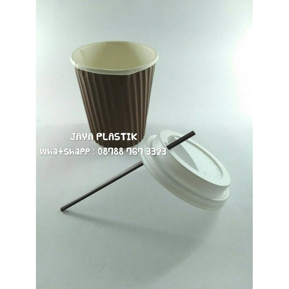 Jual PAPER CUP WAVE COKLAT + TUTUP + SEDOTAN PIPIH/ STIRRER | Shopee ...