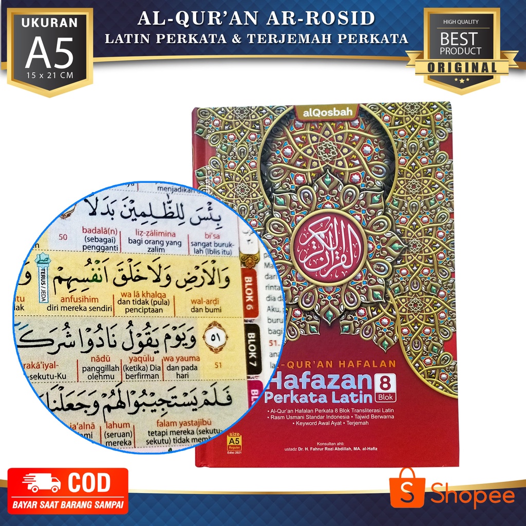 Jual Al Quran Hafalan Hafazan Terjemah Perkata Latin 8 Blok Ukuran ...