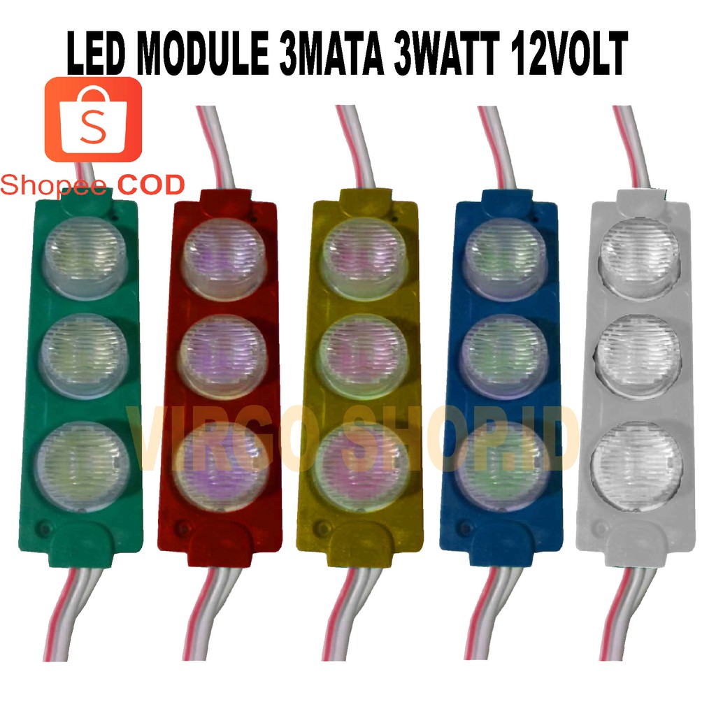 Jual Lampu LED Module 3 Watt 12V / LED Modul 3 Mata Besar / Lampu Led ...