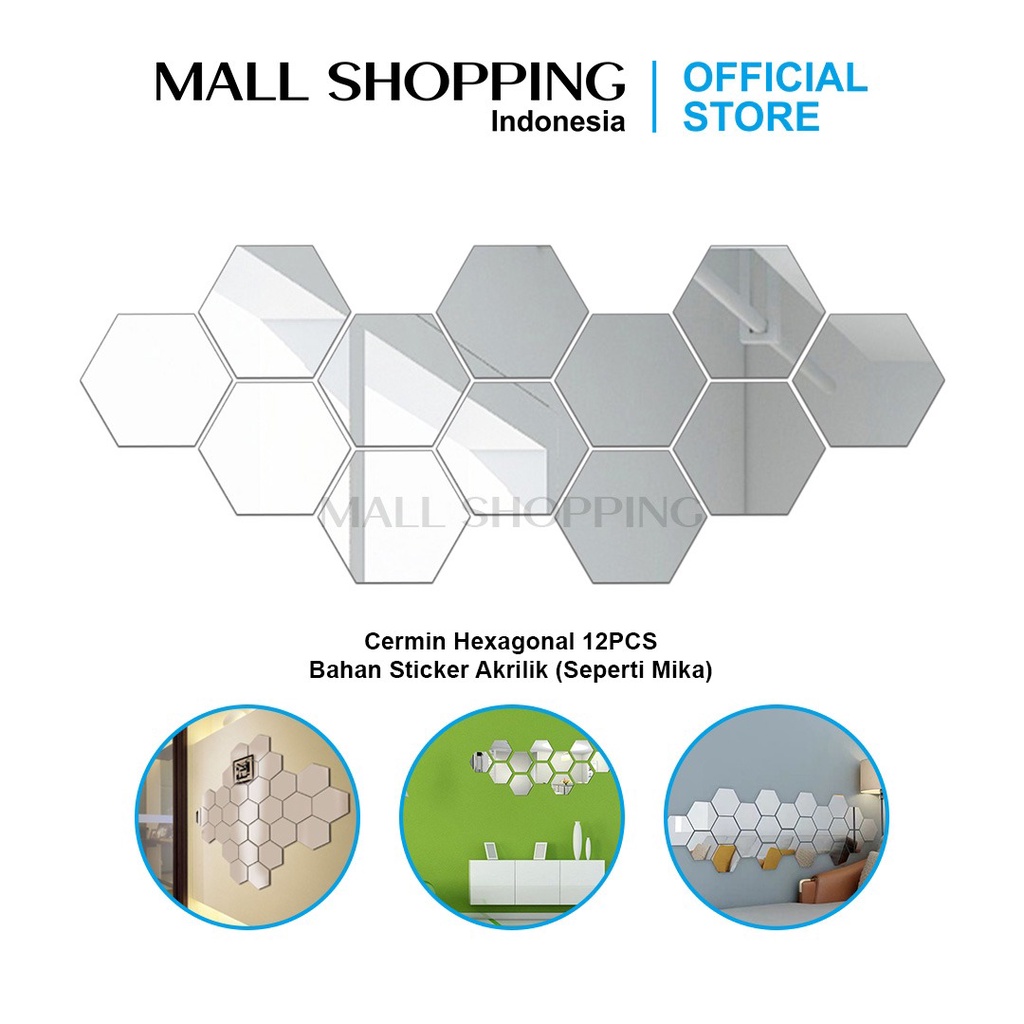 Jual Cermin Hexagonal Pcs Kaca Hexagonal Ukuran Kecil Hiasan Dinding