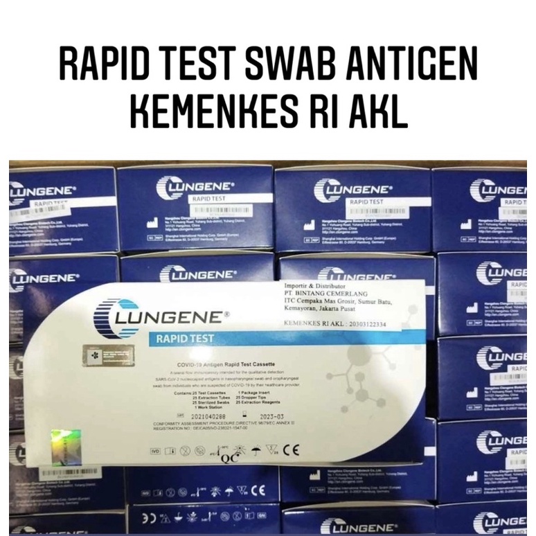 Jual GROSIR 1 CARTON - Lungene Clungene Biru Rapid Test Swab Antigen ...