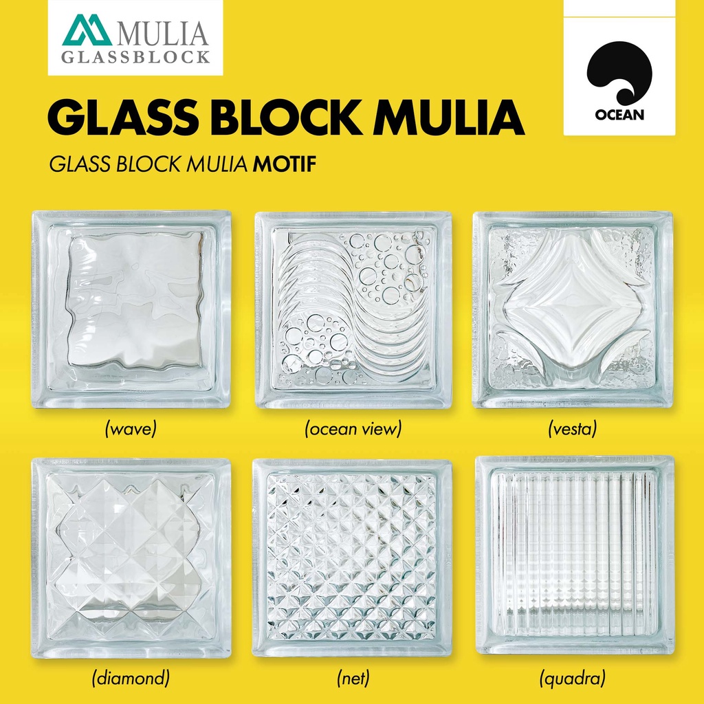 Jual GLASS BLOCK DINDING MULIA / GLASS BLOK KACA RUMAH MOTIF 1 dus