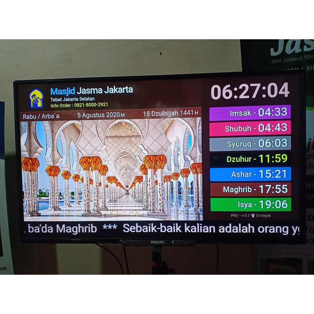 Jual Jasma Versi Pro Jam Waktu Sholat TV LED Untuk Masjid dan ...