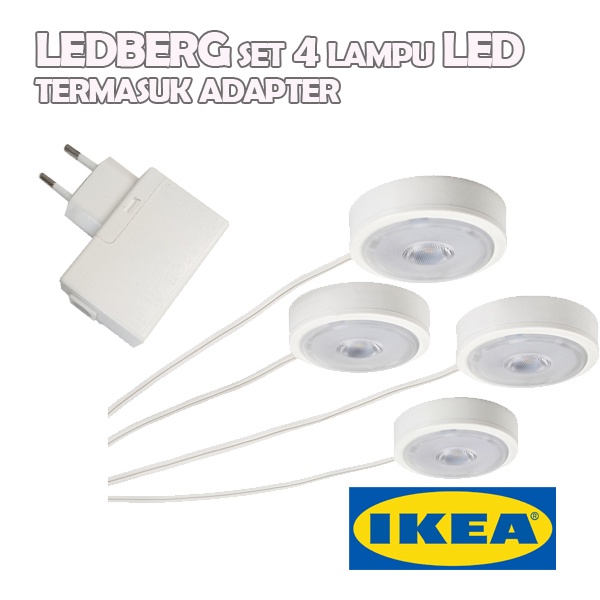 Jual LEDBERG set 4 lampu LED termasuk adapter IKEA Shopee Indonesia