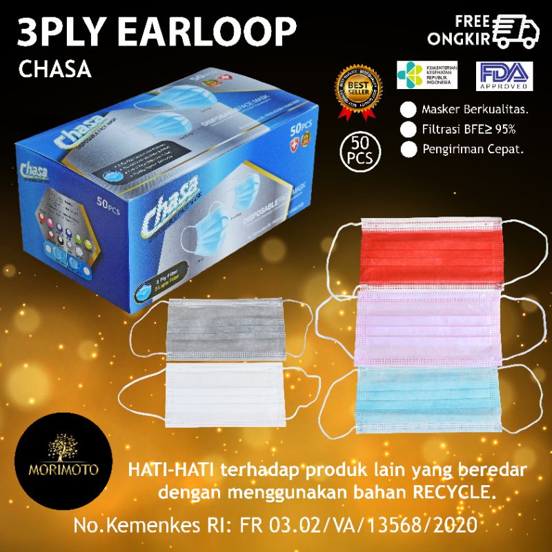 Jual MASKER 3PLY ISI 50PCS / MASKER EARLOOP 3 PLY ISI 50 PCS / FACE ...