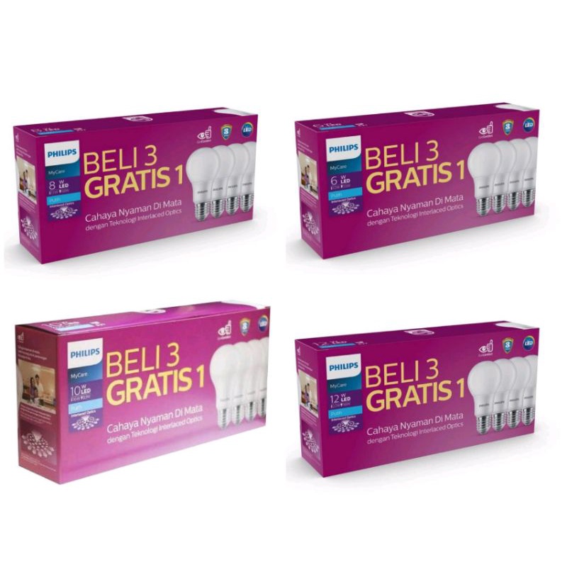 Jual Lampu led bulb paket philips 6w 8w 10w 12w paket philip led bulbs ...