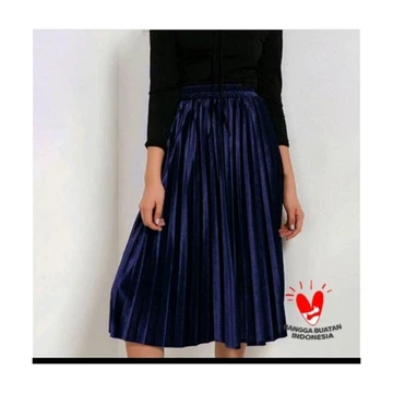 Rok Plisket Pendek 7 8 Bludru Premium