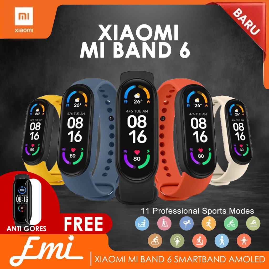 Jual Xiaomi Mi Band 6 AMOLED Miband 6 Smartwatch SpO2 | Shopee Indonesia