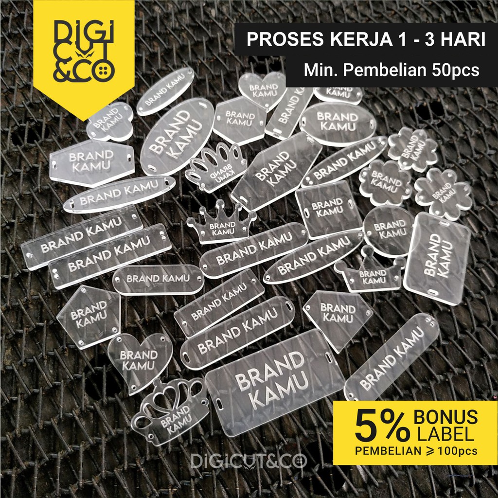 Jual TERMURAH Label Akrilik BENING | Label Hijab Branding | Custom ...