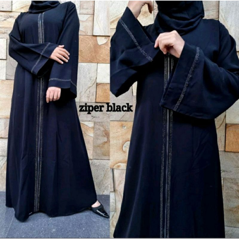 Jual Abaya Arabia ZIPER BLACK /ZIPER SAMIAi Mix List Full Swaroski and ...
