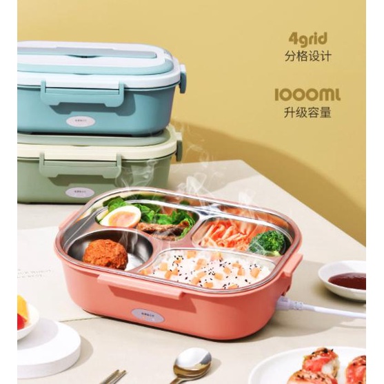 Jual Electric bentobox /kotak makan listrik stainless sekat 4 ukuran