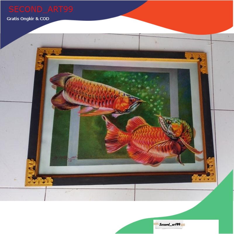 Jual Walldecor Murah Lukisan Cetak Hiasan Dinding Poster Plus Bingkai Gambar Ikan Arwana Super