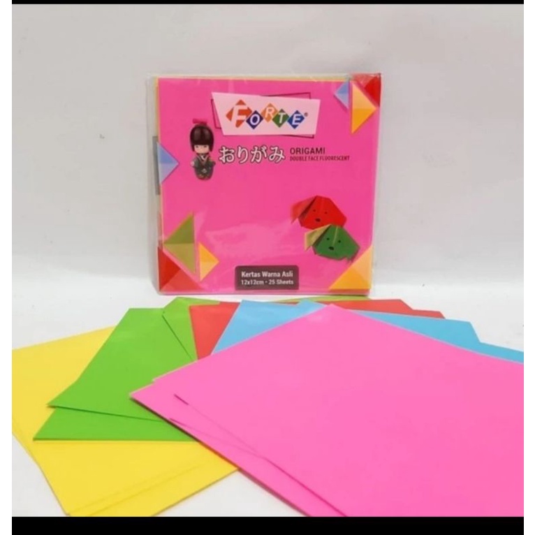 Jual Kertas Lipat Origami Forte Dua Sisi 16x16 Cm Isi 25 Lembar