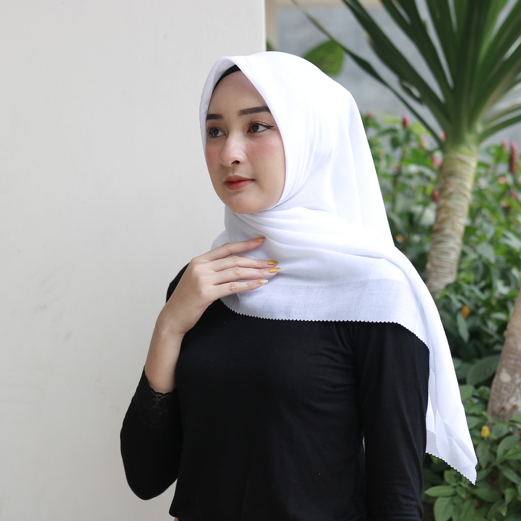 Hijab Quadrilateral Lv White Voal Premium Lasercut!!!