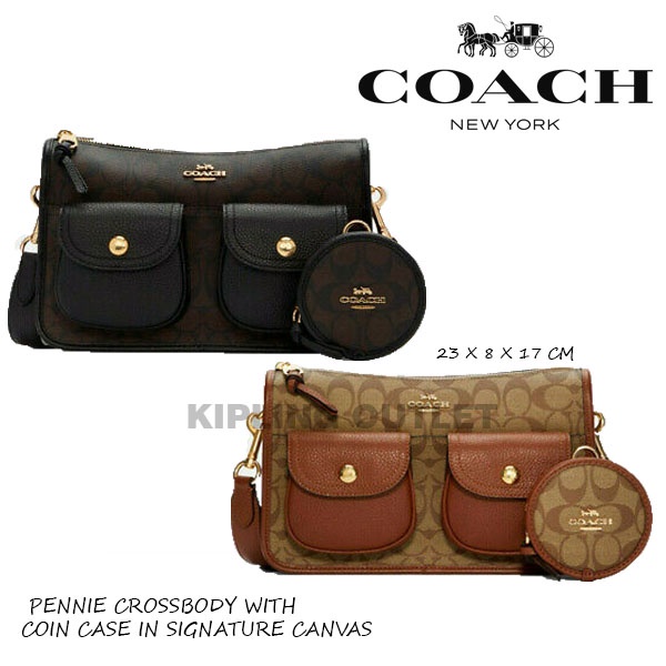 Jual COACH PENNIE CROSSBODY WITH COIN CASE IN SIGNATURE CANVAS