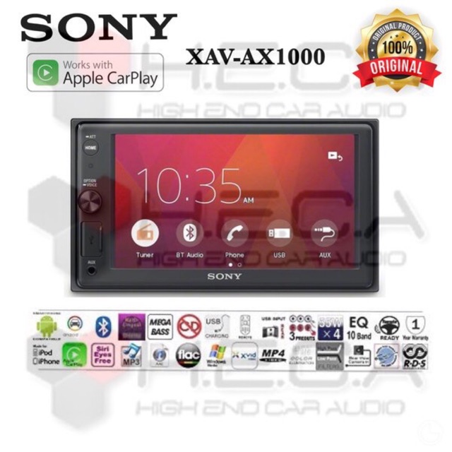 Jual Sony XAVAX1000 Head Unit Tape Mobil Double din Audio Apple Car