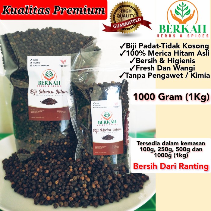 Jual COD MERICA HITAM ASLI 1000GR 1 KG / LADA HITAM BUTIR ASLI REMPAH ...