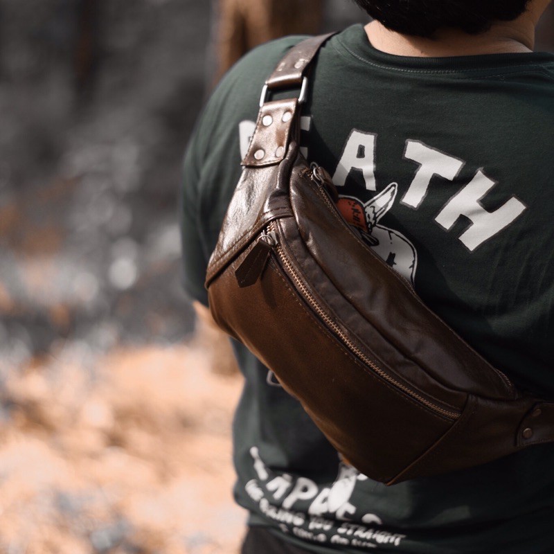 Jual Waist Bag Kulit Pria Wanita Asli LOKAL BRANDED ORIGINAL Shopee Indonesia