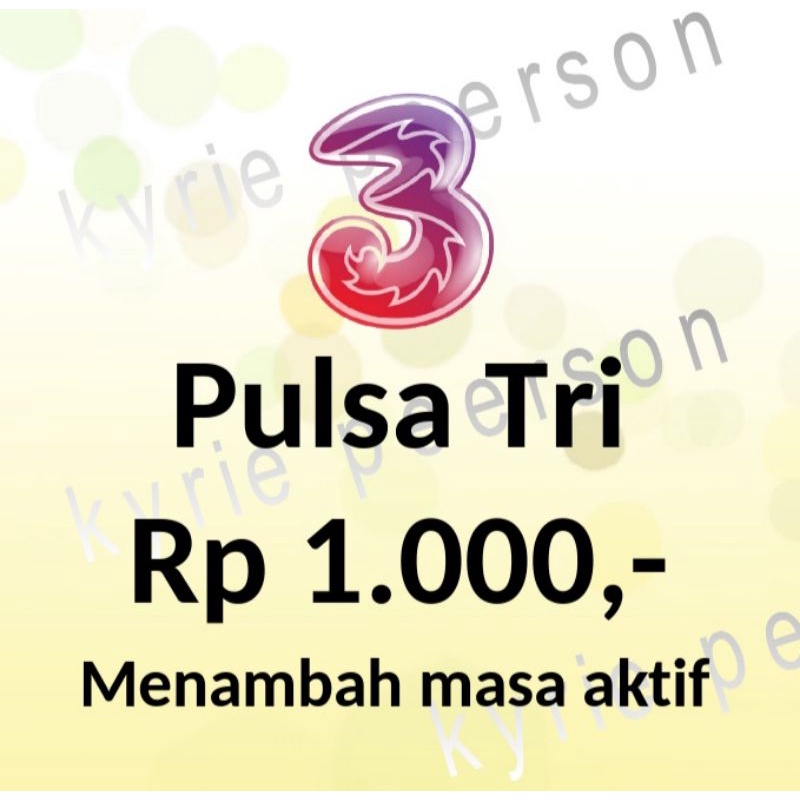 Jual Pulsa Reguler Tri 3 Three Menambah Masa Aktif 1000 1k | Shopee ...