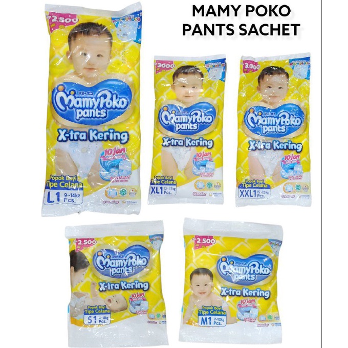 Jual MAMY POKO PANTS SACHET / PAMPERS BAYI KEMASAN SACHET ISI 1