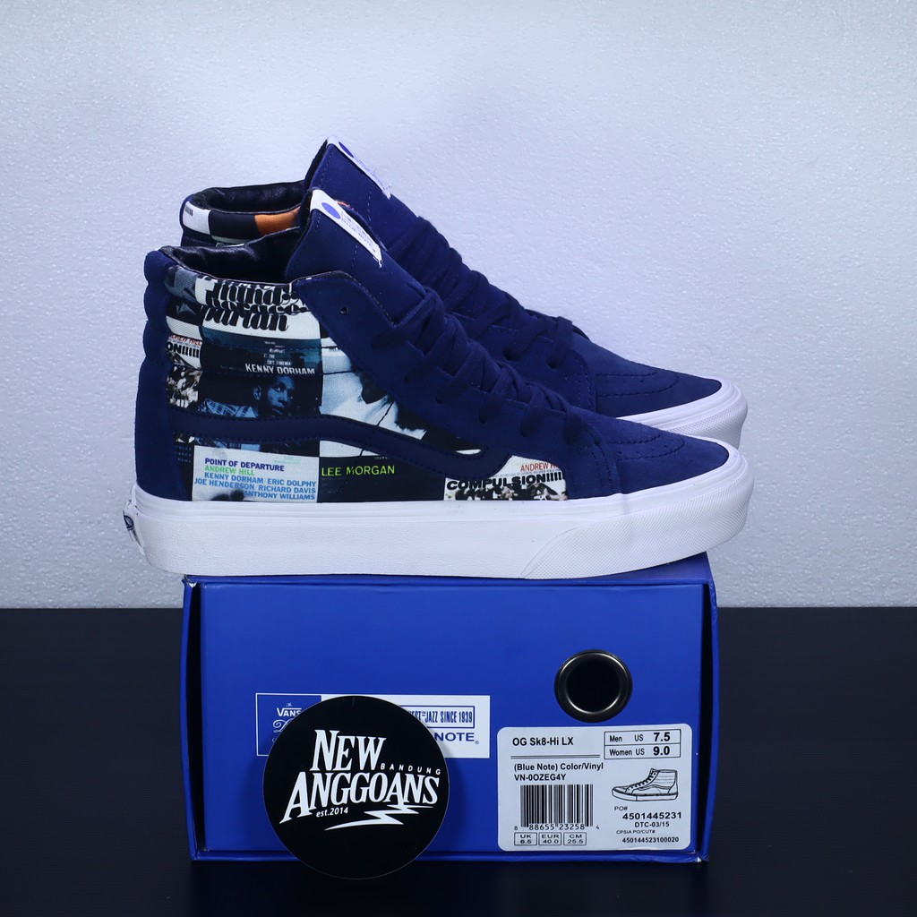 Sepatu Vans X DQM X Blue Note Sk8 Hi OG LX Dress Blue Navy - Art VN0OZEG4Y  Mirror BNIB Un Original