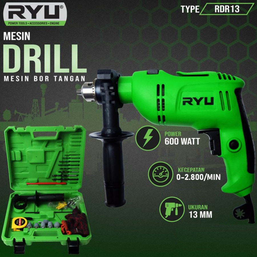 Jual BOR RYU 13mm set bor set ryu rid13 1reb / IMPCAT DRILL 13MM ...