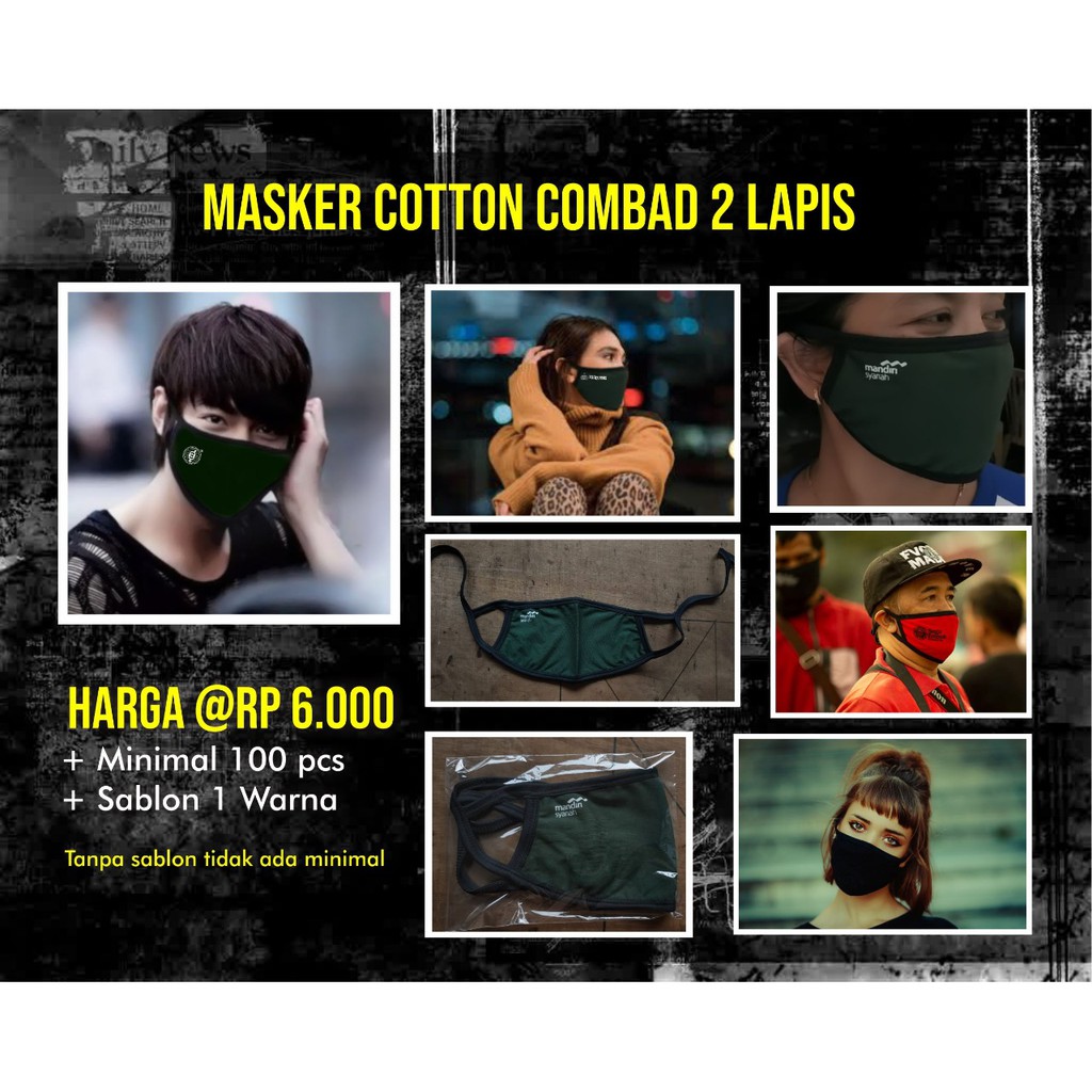 Jual Masker Custom Sablon Kain Combed min. order 100pcs | Shopee Indonesia