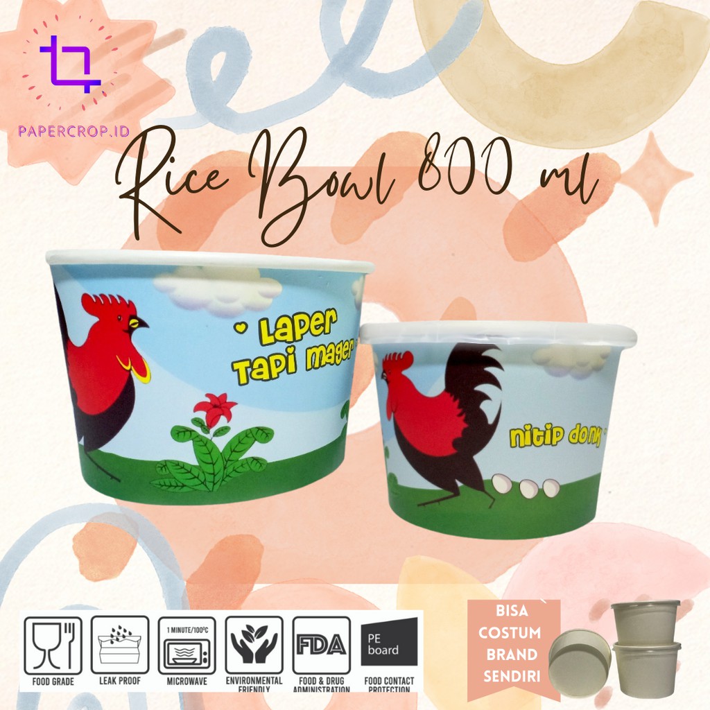 Jual Paper Bowl Rice Bowl Ml Mangkok Kertas Ayam Tutup Pcs