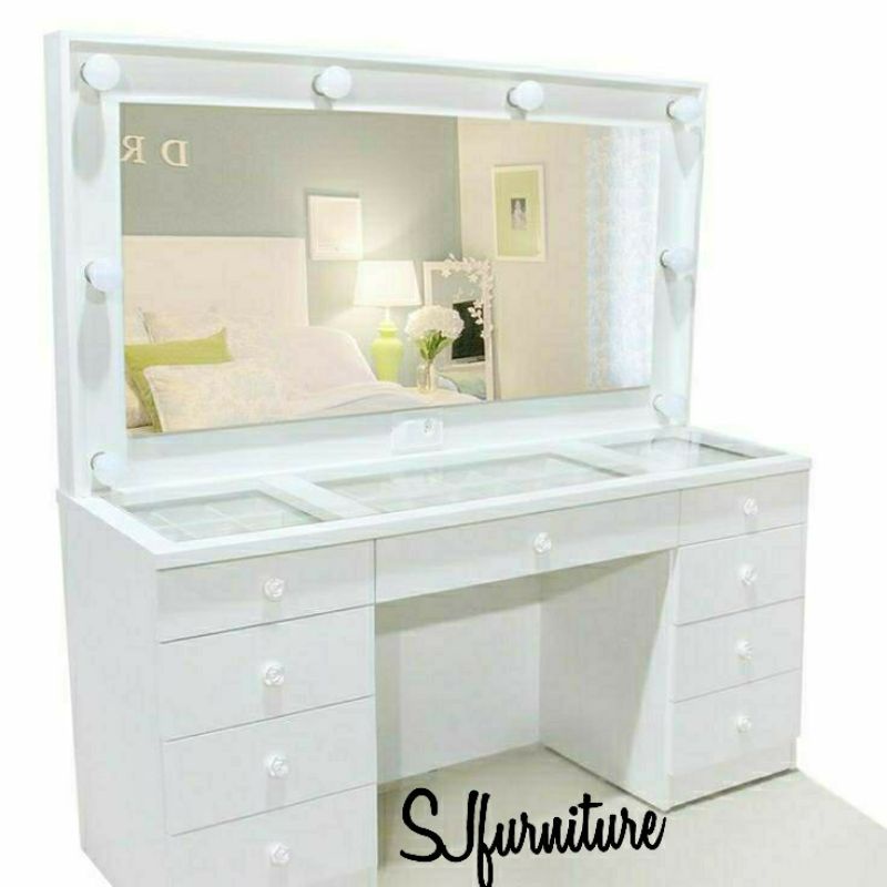Jual meja rias custom vanity bulb | Shopee Indonesia