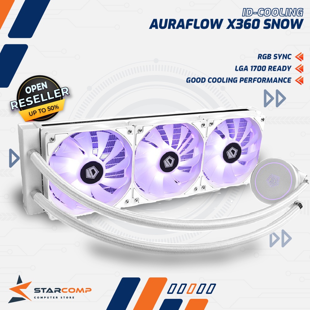 Jual ID-COOLING AURAFLOW X 360 SNOW Sync AIO CPU Liquid Water Cooler ...