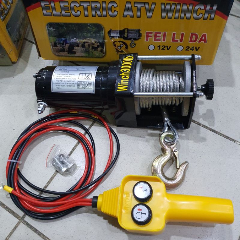 Jual Winch ATV hoist 12volt 3000lbs 1500kg Shopee Indonesia