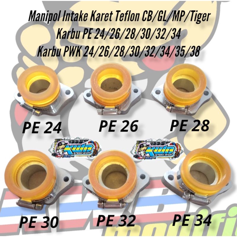 Jual Manipol Intake Karet Teflon Karbu Karbulator PE 24/26/28/30/32/34 ...