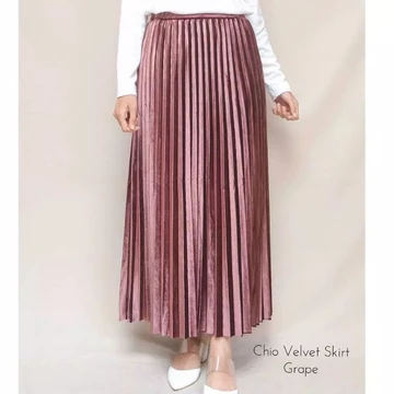 Rok Plisket Bludru Premium Velvet Skirt Rok Plisket Bludru Panjang
