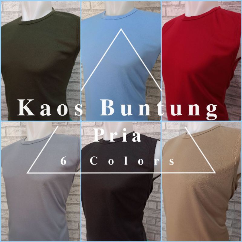 Jual KAOS POLOS PRIA OBLONG LENGAN BUNTUNG/BAJU FITNES TANPA LENGAN L ...