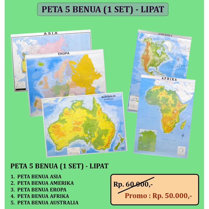 Jual == TERLARIS == PETA 5 BENUA - LIPAT (1 SET = 5 BUAH PETA) | Shopee ...