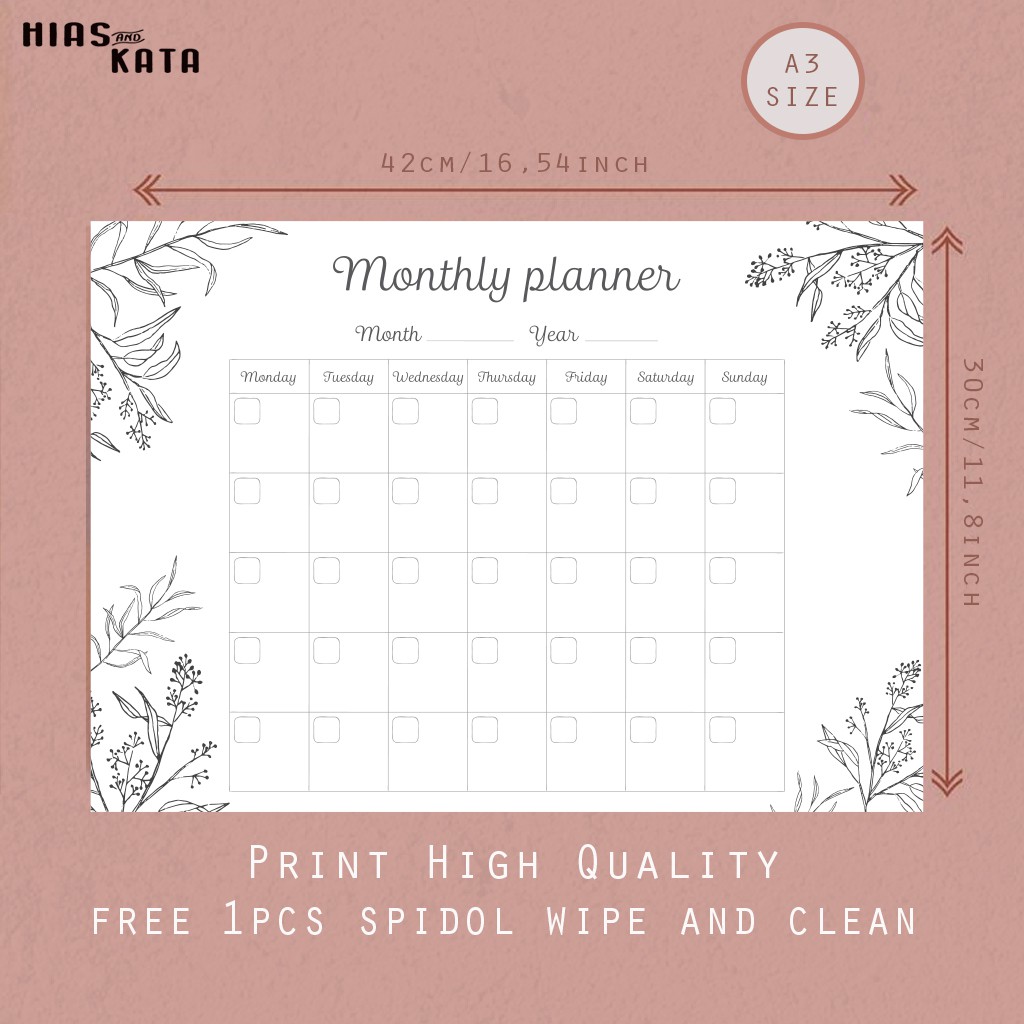 Jual monthly planner monthly schedule wall planner agenda bulanan size ...
