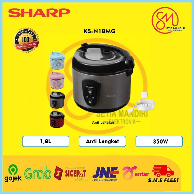 Jual SHARP KSN18MG Rice Cooker 1.8 Liter 390 Watt KSN18MGSL/RD/PK/BL