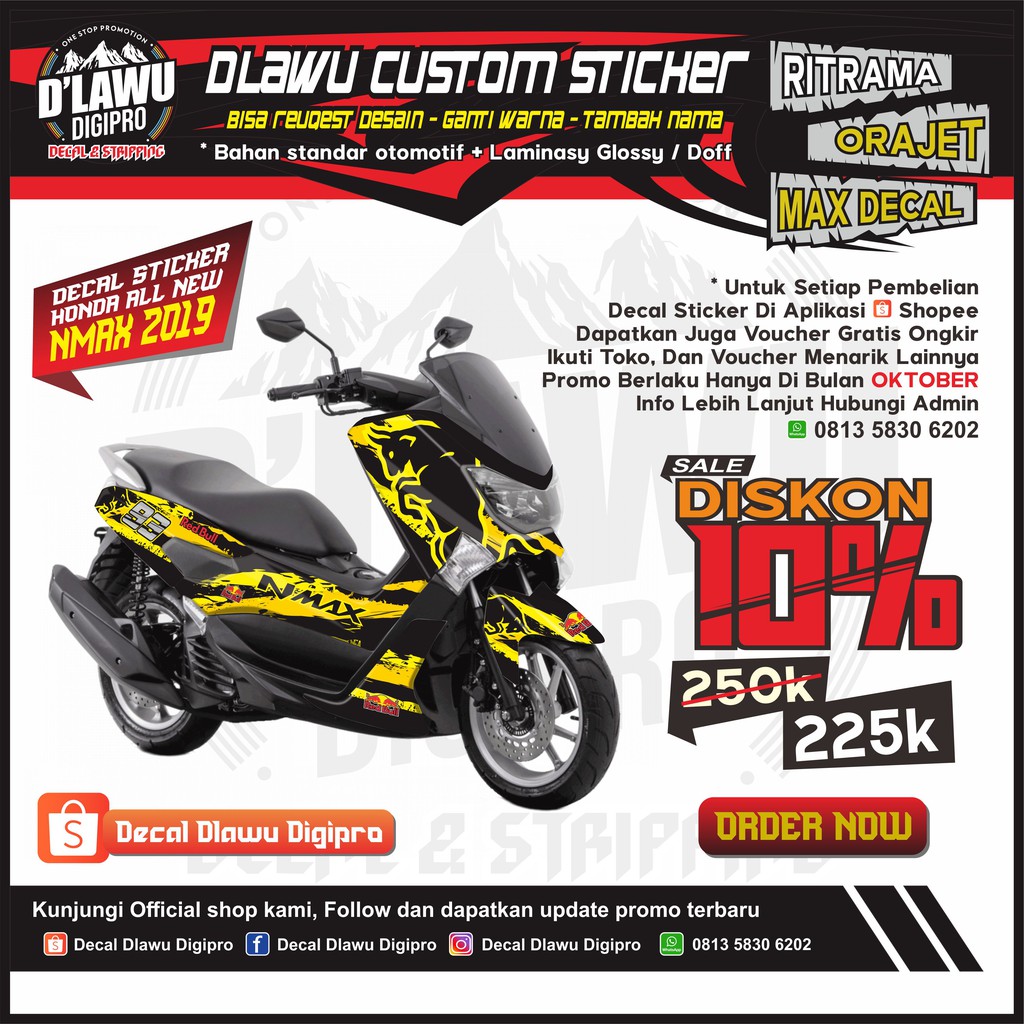 Jual Decal Sticker Yamaha Nmax Redbull Shopee Indonesia