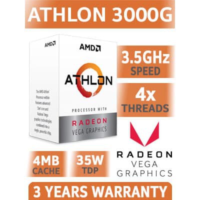 PCパーツ AMD AM4 ATHLON 3000G RADEON VEGA graphic AMD Athlon 3000G Sockel AM4 CPU Prozessor 2C/4T 3.50GHz