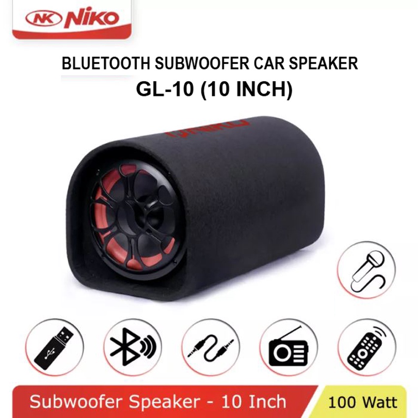 Jual NIKO GL 10 Bluetooth Subwoofer Car Speaker 10 INCH (100W RMS) Shopee Indonesia