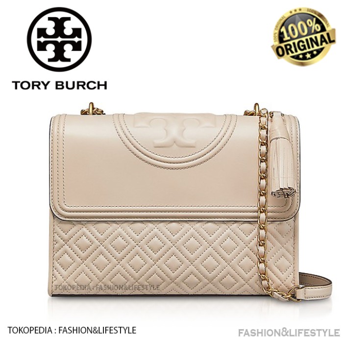 Tory burch fleming discount tote light taupe